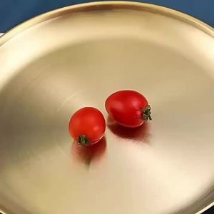 3pcs Gold/Silver Shallow Tray Bone Spitting Dish Fruit Meat Metal Dining Disc Round plates for PicnicOutdoor Camping