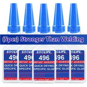 LOOLIFL | LOOLIFL 1-5 Chiếc Keo Siêu Dính Tức Thì 496 Keo Cyanoacrylate Nhanh Khô Cho Da Cao Su Gỗ Kim Loại Liên Kết Mạnh Mẽ Keo Lỏng