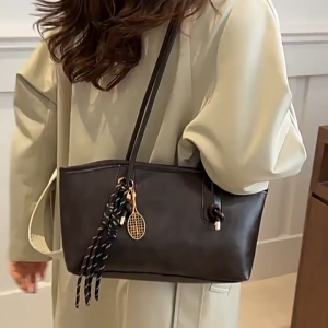 MUSASI Large Capacity Work Shoulder Bag Solid Color Simple Crossbody Bag Y2K Trend PU Leather Lady Handbags Women Female