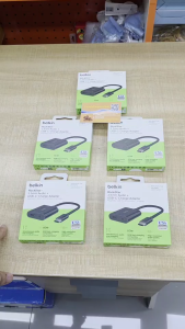 Belkin RockStar USB-C to 3.5mm Audio+USB-C Charge Adapter 60W สีดำ รุ่น NPA004btBK