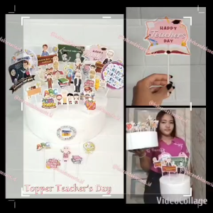 (1SET) TOPPER KUE HARI GURU TEACHERS DAY / TOPPER DIRGAHAYU HARI GURU / TOPPER TUMPENG HARI GURU / TOPER HIASAN HARI GURU / TOPPER CAKE HARI GURU / TOPPER HIASAN KADO BUKET