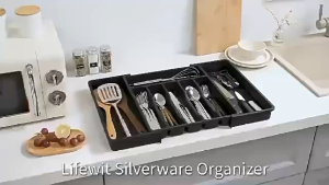Specool® Drawer Cutlery Organizer with Dividers Expandable Kitchen Utensil Flatware Tray Storage Box