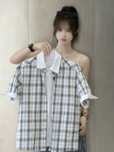 Patched Plaid Short Sleeve Thin Shirt For Summer Male
