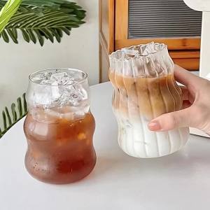Cốc Thủy Tinh Cách Nhiệt Chịu Nhiệt - Dụng Cụ Uống Nước Thân Thiện Với Môi Trường Trong Suốt Dùng Cho Trà Nước Ép Sữa Cà Phê - Cốc Sọc 410/650/530ml Ly Nước Gia Dụng
