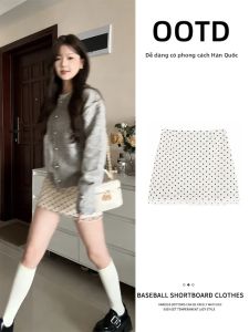 ZUKUN | White Lace Net Polka Dot A-line High-waist Hip-hugging Short Skirt