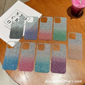 Simple Pure Color Gradient Shiny Powder Phone Case Creative DIY Decoration Card for Apple iPhone 17 pro Max Transparent Cover