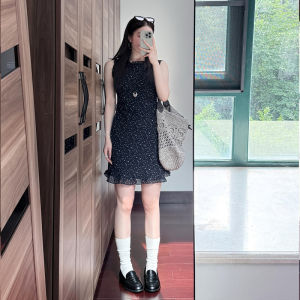 SENWA | French Floral Lace-up Sleeveless Short Dress