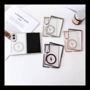 For Magsafe Magnetic Electroplating Transparent Phone Case For Samsuang Galaxy Z Fold 8 Ultra 7 FE 6 5 4 3 Shockproof Cover