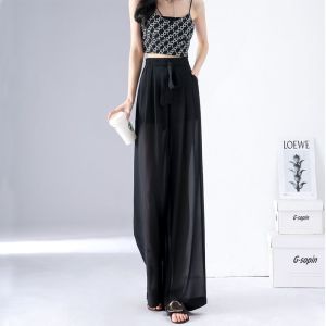 Mesh Loose Pants Mop Pants Casual Pants Loose Summer Lightweight Chiffon High Waist Beach Pants Ice Silk Niche Style Pantskirt