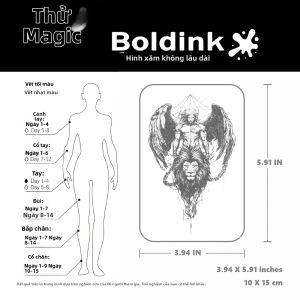 Hình Xăm Tạm Thời Boldink Angel Lion Thiết Kế Cá Tính Đậm Chất Không Vĩnh Viễn Không Thấm Nước Kéo Dài 1-2 Tuần Dành Cho Lứa Tuổi Từ 14 Trở Lên