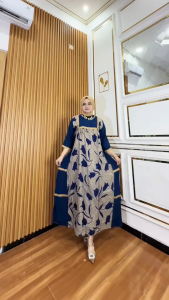 Gamis Storjoan Sefimar – Dress Rayon Twill Anggun List Renda Busui
