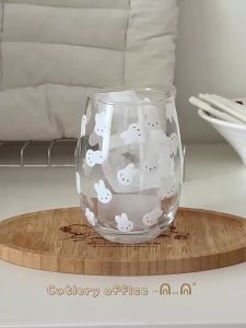 Miffy | Cute Miffy Kawaii 550ML Printed Glass Big Belly Cup Drinking Cup for Milk Coffee Liquor Juice Birthday Gift Toy for Girls