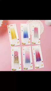 Plating candle gradient color Cake candle 6 pcs birthday wedding Gift Multicolor party decoration Kingtex party needs
