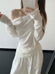 Wool Tencel Slimming Sun Protection One-shoulder T-shirt Summer