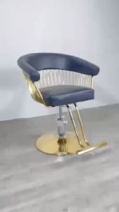 เก้าอี้ร้านเสริมสวย เก้าอี้เสริมสวย แถมฟรีเก้าอี้ช่าง  พิเศษสุดซื้อเก้าอี้2ตัวแถมฟรี เก้าอี้ช่าง [โปรซื้อ2แถม 1]ฐานสแตนเลสสีทอง เบาะหนัง PU  Saron chair.Beauty chair