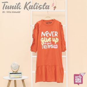 Vitto Kidswear Tunik Anak Perempuan Ruffle Atasan Kaos Lengan Panjang Anak Cewek