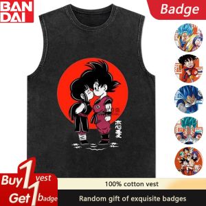 Bandai | Dragon Ball Animation Washed Old American Cotton Vest Casual Loose Summer Heavy Mens Retro Vest
