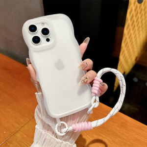 Candy Color Silicone Soft Case w/ Wrist Strap For iPhone 17 Air 16 Pro Max 15 14 13 Wave Edge Frame Shockproof Protective Cover