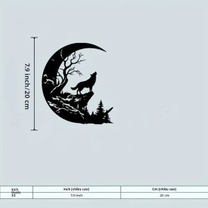 CIFbuy | Tranh Treo Tường Kim Loại Hình Chó Sói Hú Chống Chịu Thời Tiết Chủ Đề Rừng Quà Trang Trí Halloween Cho Nhà Cửa Vườn.