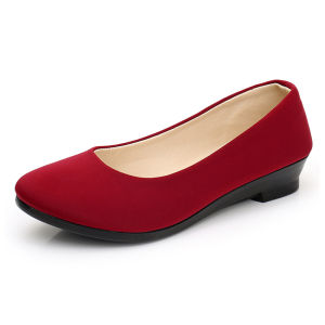 รองเท้าผ้าสไตล์ปักกิ่งแบบเก่ารองเท้าทำงานสีดำรองเท้าพนักงานโรงแรมกันการเสียดสีกันลื่นพื้นนิ่มส้นเตารีดรองเท้าทำงานร้านเสริมสวย