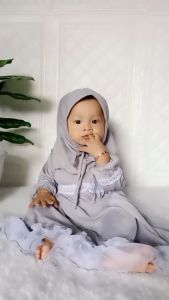 0 - 1 Tahun Setelan Gamis Muslim Marsella Free Kerudung Jilbab Baby Perempuan / Tunik Syari Bayi