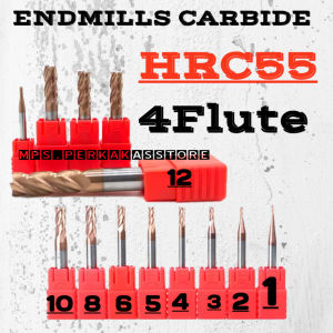 HRC55 4 Flutes End Mill Carbide 1MM 2MM 3MM 4MM 5MM 6MM 8MM 10MM 12MM Milling Cutter Aloy Coating Endmill Carbid 1.5MM 2.5MM Alat Potong Kekerasan Logam CNC Tools