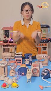 Bộ đồ chơi nhà bếp nấu ăn cỡ lớn cho bé gái: máy giặt pha coffee hút bụi xay sinh tố  tặng PIN AA