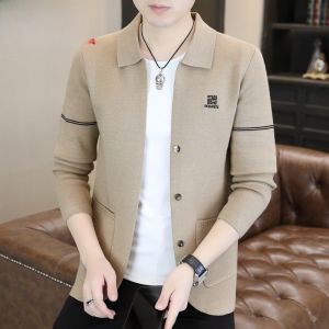 HENGYUANXIANG | High-End Knitted Cardigan Sweater For Men Casual Turn-down Collar Knitwear Spring Autumn New Style Fashionable Urban Leisure