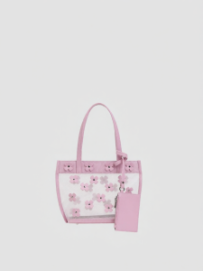 ECODAY | Transparent Floral Decor Mesh Handbag