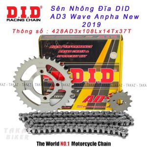 [ Wave 2019 ] Sên Nhông Đĩa D.I.D DXN 9 Ly Cho Xe Wave Anpha New - Future 125 thông số 14T x 37T x 108L ĐÃ ĐỔI MẪU QUA DXN NEW