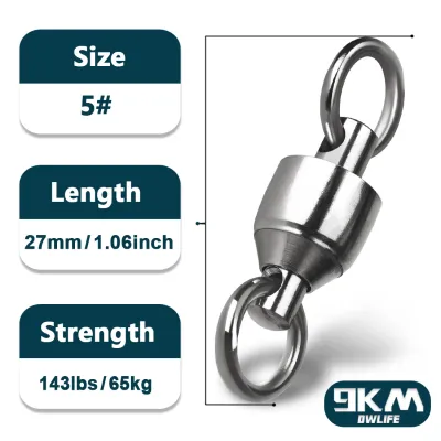 9KM 10pack Ball Bearing Swivel Heavy Duty Trolling Swivel Stainless Steel Fishing Connector for Slow Pitch Jigging