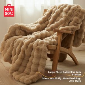 Miniso | Rabbit Plush Thick Sofa Blanket for Autumn Winter