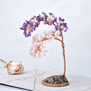 18cm Natural Crystal Handmade Lucky Tree Home Decoration Creative Holiday Gift Decorative Accessories