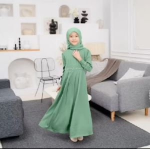 Gamis Anak Noira Crinkle Airflow Mute Free Bross usia 4 - 7 Tahun / gamis anak perempuan kombinasi rempel
