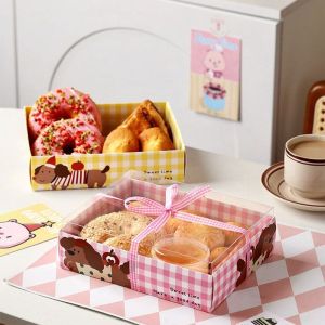 Transparent Korean Style Cake Dessert Takeaway Box Spring Outing Packaging Box Macaron Pastries Baking Cooking Utensils