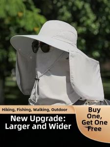 WUUJIA+ | Sun Protection Face Mask Hat with Neck Guard for Men Large Brim