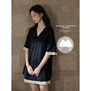 Cooling Thin Summer Cotton Sleepwear with Built-in Pads