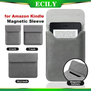ECILY Kindle e-book Inner Liner Bag e-Reader Mag/netic Case For Kindle Protective Cover 6/7/10.2 inch e-Book Leather Case Inner Bag