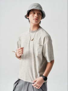 Comfortable Retro Striped T-shirt Cotton