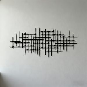 CIFbuy | 1pc 2D Flat Abstract Grid Metal Wall Art Minimalist Line Decor for Living Room Bedroom Office Study