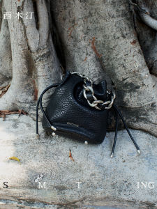 Wicker Bucket Bag Womens Crossbody Shoulder Bag Leather Chain Fashion Trend Soft Handle Winter New Arrival Small Size