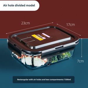 Glass Lunch Box Gaopeng Silicon Sealed Crisper Separated Rectangular Microwave Oven Heating Japanese Lunch Box High Temperature Resistance