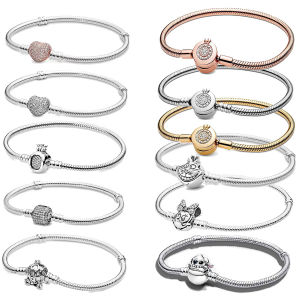 The best-selling S925 sterling silver heart-shaped crown snake bone chain is perfect for the original DlY bracelet! A perfect je