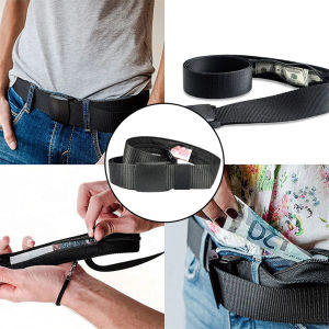 120cm Travel Cash Anti Theft Belt Waist Bag Men Hidden Money Strap Belt Wallet Concealed Zipper Wallet Belts