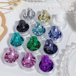 Sparkling Hexagon Sequins 12 Colors Large Bright Blue Green Silver White Mixed Sizes Mermaid Princess Nail Art Decoration