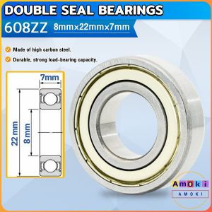 Amoki 8mmx22mmx7mm High Speed Sealed Miniature Bearings Model 608ZZ