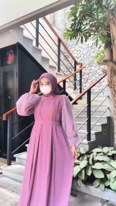 Gamis Lebaran Terbaru Audy Mecca Dress Bahan Ceruty Babydoll Wanita Pakaian Muslim Termurah Bisa COD