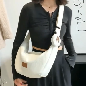 กระเป๋าถือผู้หญิงสไตล์คาชูเอล - น้ำหนักเบา สายรัดปรับได้ ปิดซิปเปอร์ ผ้าโพลีเอสเตอร์ภายใน รายละเอียดสีเส้นขอบ สไตล์พรีปปี เหมาะสำหรับการปีนเขา ขี่จักรยาน และการใช้ประจำวัน