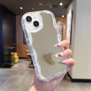 CASE COMPATIBLE FOR OPPO A60 A79 A18 A38 A58 A78 4G 5G A77S A57 A17 A17K A16 A15 A15S A12 A11K A7 A5S A54 A96 A95 A76 A74 A53 A33 A52 A92 A5 A9 A31 2020 A3S A1K F9 / CASING CURLY WAVE MAKEUP MIRROR KACA CERMIN ELEGAN