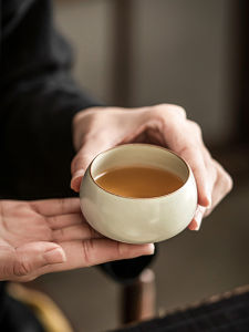Ceramic Tea Cup Owner Cup Personal Dedicated Ru Kiln Tea Bowl Home Use Gongfu Drinking Tea Cup Tasting Cup Crackling Can Be Cultivated